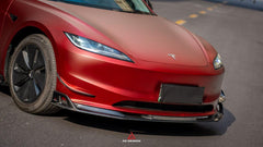 Tesla Model 3 Highland 2024-ON with Aftermarket Parts - AE Style Front Canards Carbon Fiber from?ArmorExtend