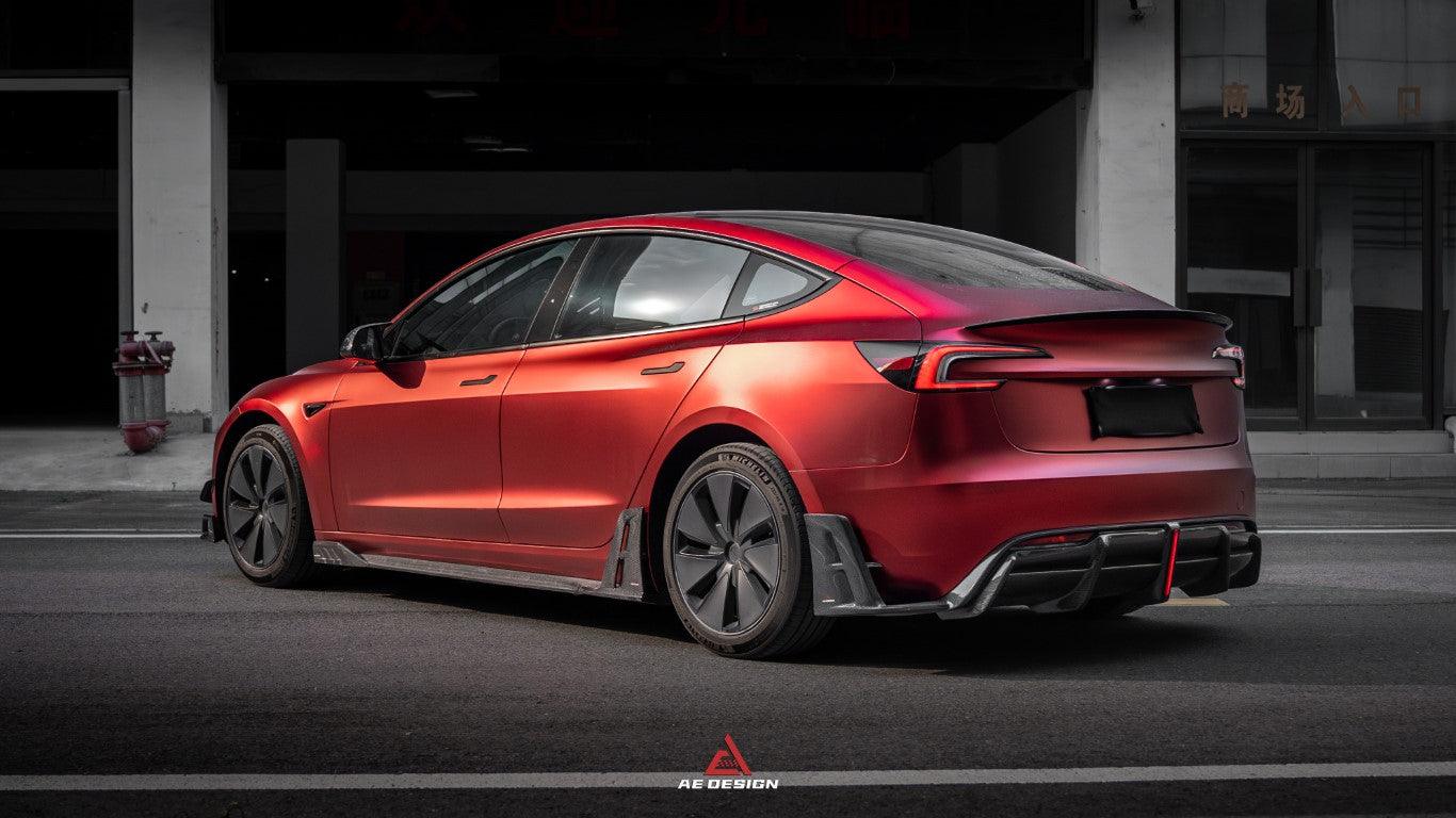 Tesla Model 3 Highland / Performance 2024-ON with Aftermarket Parts - AE Style Fiber Rear Wing?Pre-preg Carbon?from?ArmorExtend