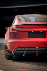 Tesla Model 3 Highland / Performance 2024-ON with Aftermarket Parts - AE Style Rear Diffuser & Canards Carbon Fiber from?ArmorExtend