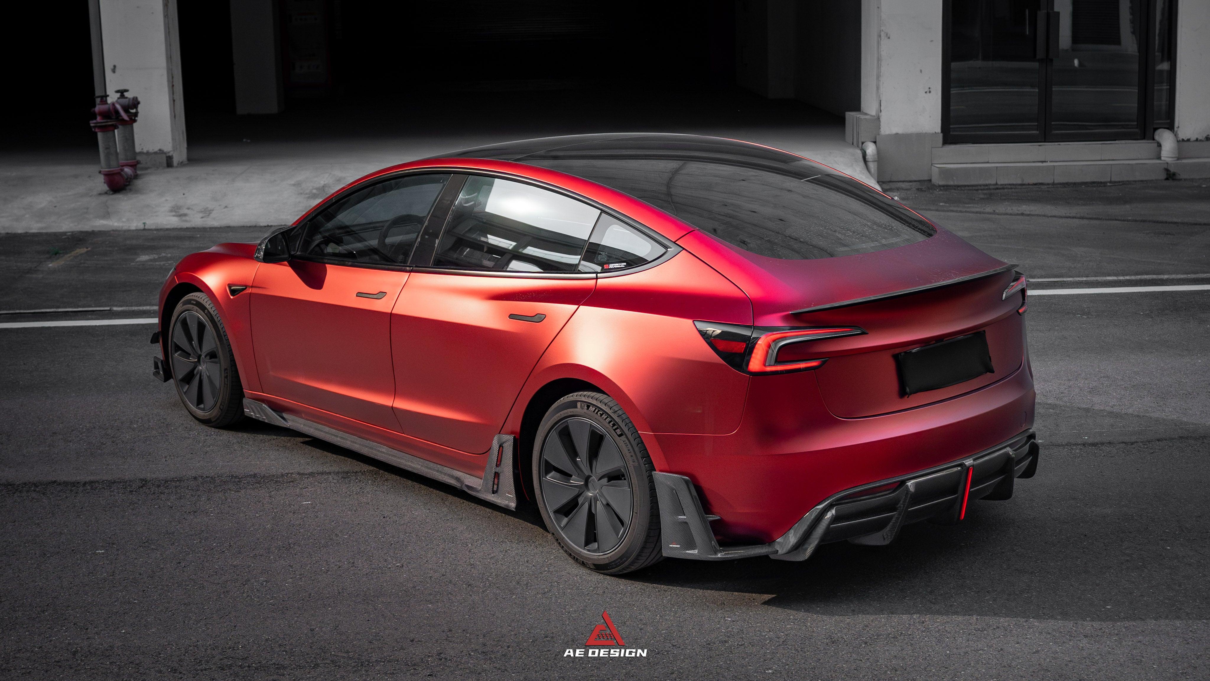 Tesla Model 3 Highland / Performance 2024-ON with Aftermarket Parts - AE Style Fiber Rear Wing?Pre-preg Carbon?from?ArmorExtend