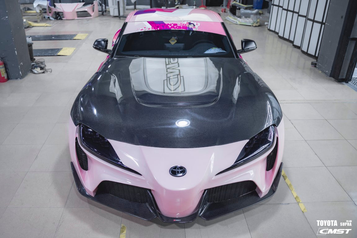 Toyota GR Supra A90 A91 2020-ON with CMST Tuning's Aftermarket Parts - Carbon Fiber Hood Bonnet FT1 Conversion Kit