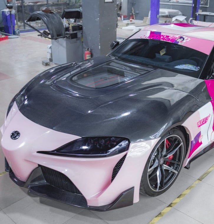 Toyota GR Supra A90 A91 2020-ON with CMST Tuning's Aftermarket Parts - Carbon Fiber Hood Bonnet FT1 Conversion Kit