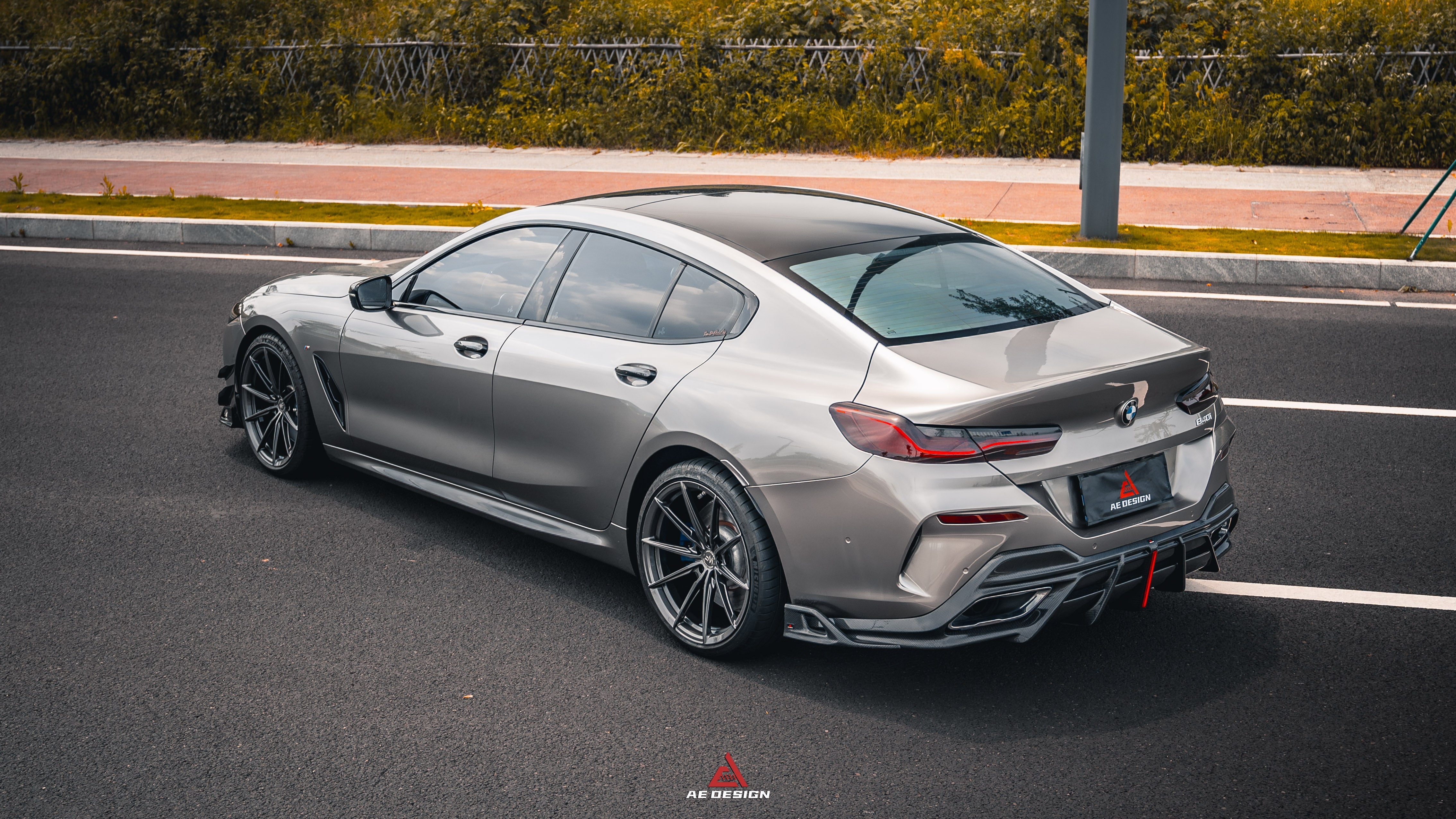 BMW 8 Series M850i 840i (With M-Package Bumper) G14 G15 G16 2018 2019 2020 2021 2022 2023 2024 with Aftermarket Parts - AE Rear Diffuser & Canards?Carbon Fiber from?ArmorExtend