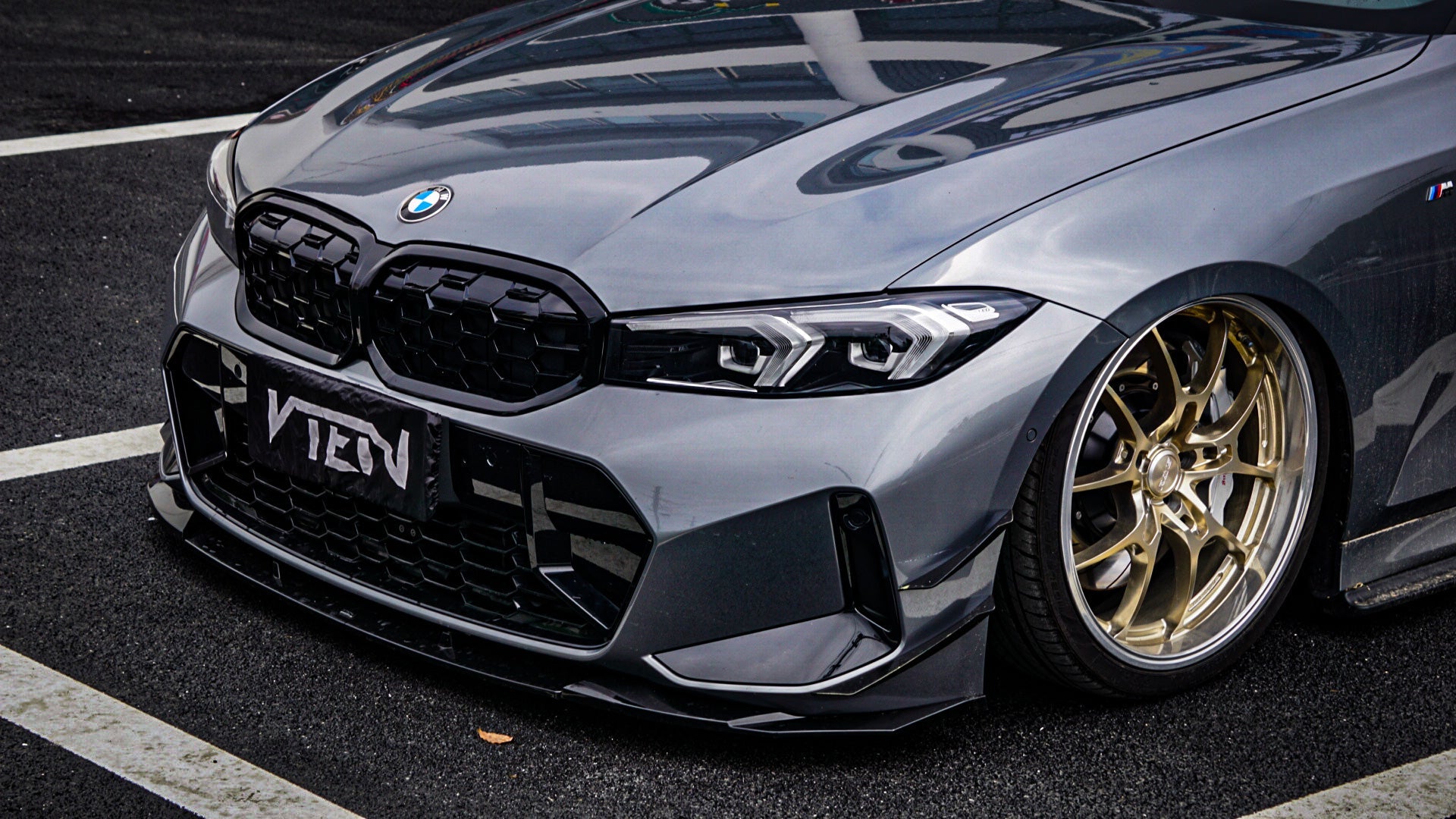 BMW 3 Series 330i (with M-package bumper, does not fit base model) M340i G20 G21 LCI 2023-ON with Aftermarket Parts - Front Lip PP from VTEN