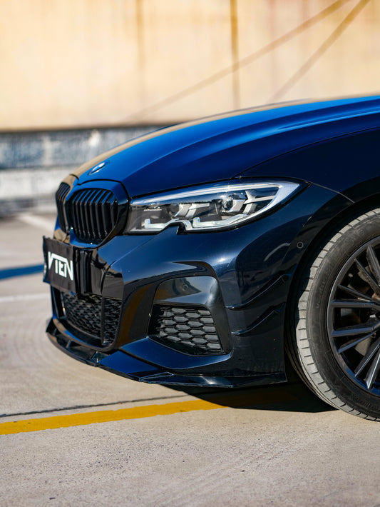 BMW 3 Series 330i (with M-package bumper, does not fit base model) M340i G20 G21 Pre-LCI 2019 2020 2021 2022 with Aftermarket Parts - Front Lip PP from VTEN