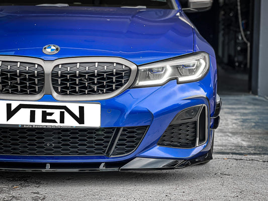 BMW 3 Series 330i (with M-package bumper, does not fit base model) M340i G20 G21 Pre-LCI 2019 2020 2021 2022 with Aftermarket Parts - Front Lip PP from VTEN