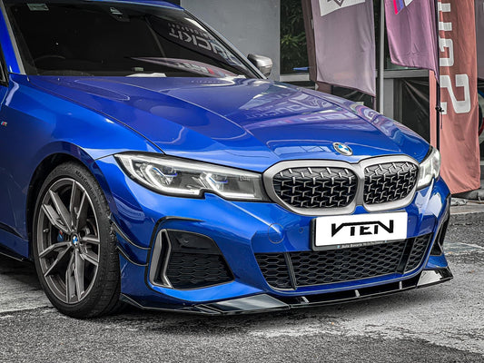 BMW 3 Series 330i (with M-package bumper, does not fit base model) M340i G20 G21 Pre-LCI 2019 2020 2021 2022 with Aftermarket Parts - Front Lip PP from VTEN