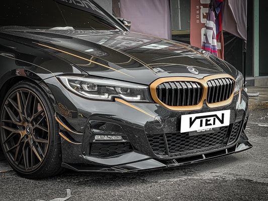 BMW 3 Series 330i (with M-package bumper, does not fit base model) M340i G20 G21 Pre-LCI 2019 2020 2021 2022 with Aftermarket Parts - Front Lip PP from VTEN