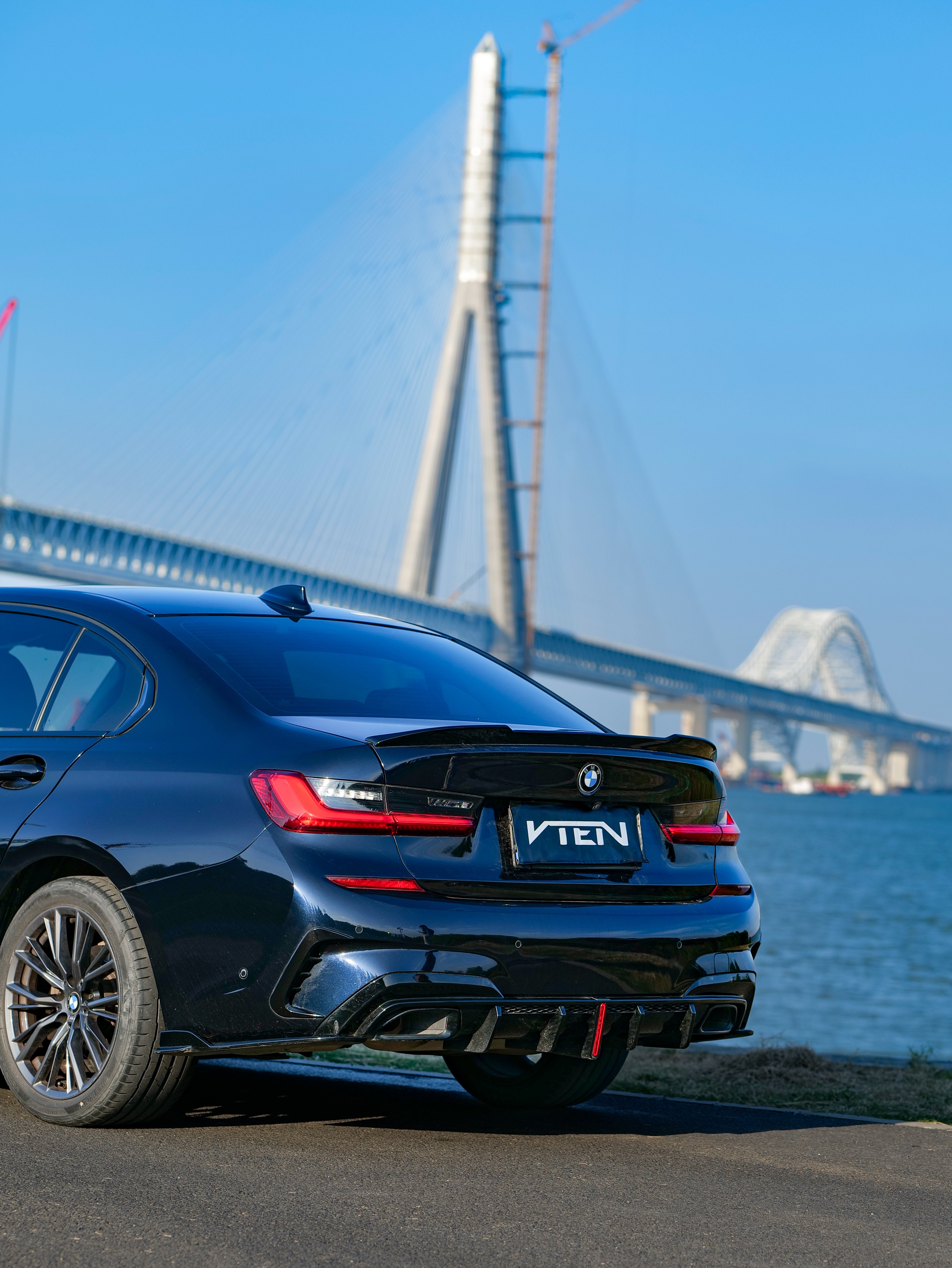 BMW 3 Series 330i M340i G20 G21 Pre-LCI (fitment for 330i requires M-Sport package bumper) 2020 2021 2022 with Aftermarket Parts - Rear Diffuser & Corner Splitter ABS / PP from VTEN