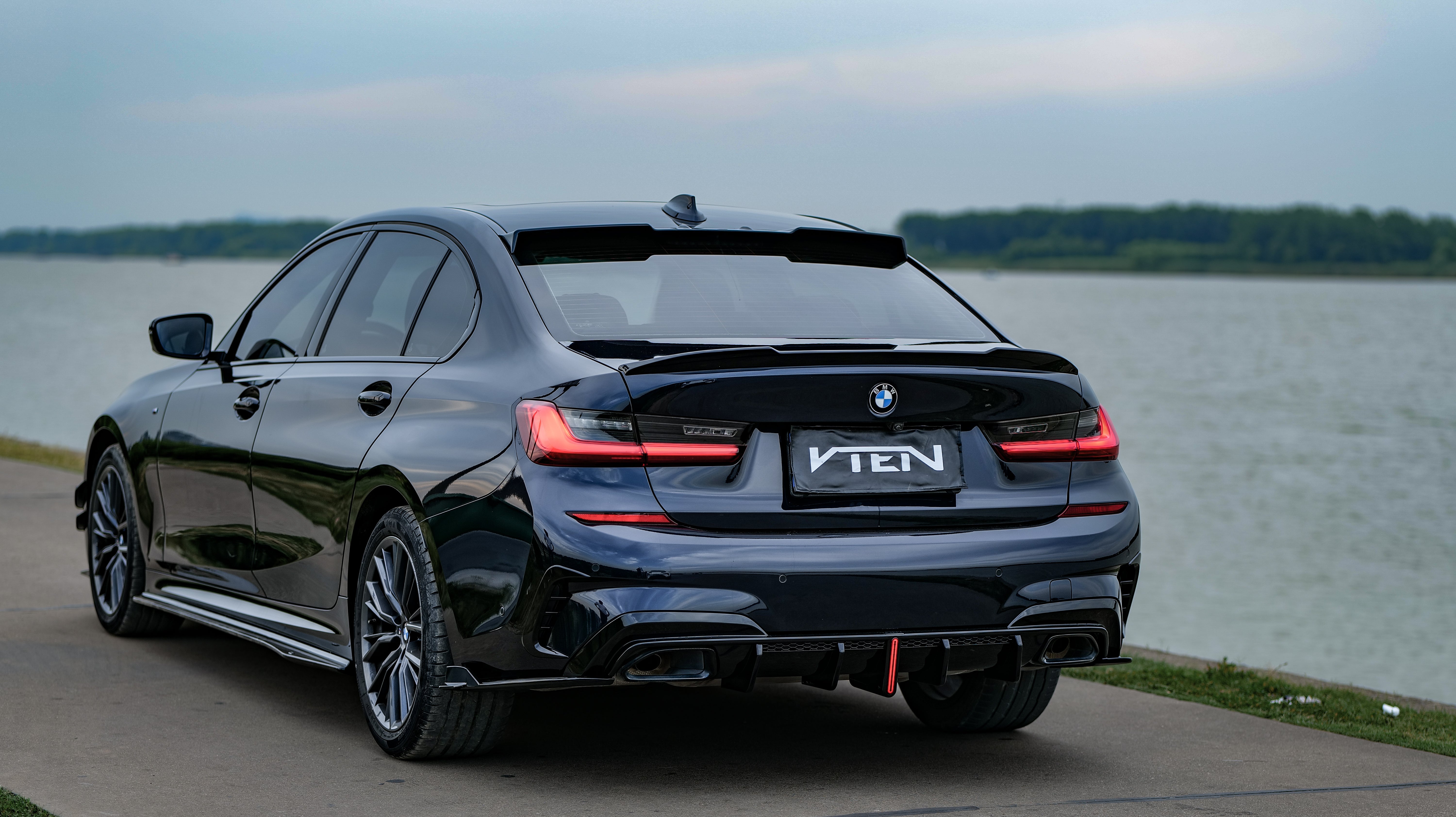 BMW 3 Series 330i M340i G20 G21 Pre-LCI (fitment for 330i requires M-Sport package bumper) 2020 2021 2022 with Aftermarket Parts - Rear Diffuser & Corner Splitter ABS / PP from VTEN