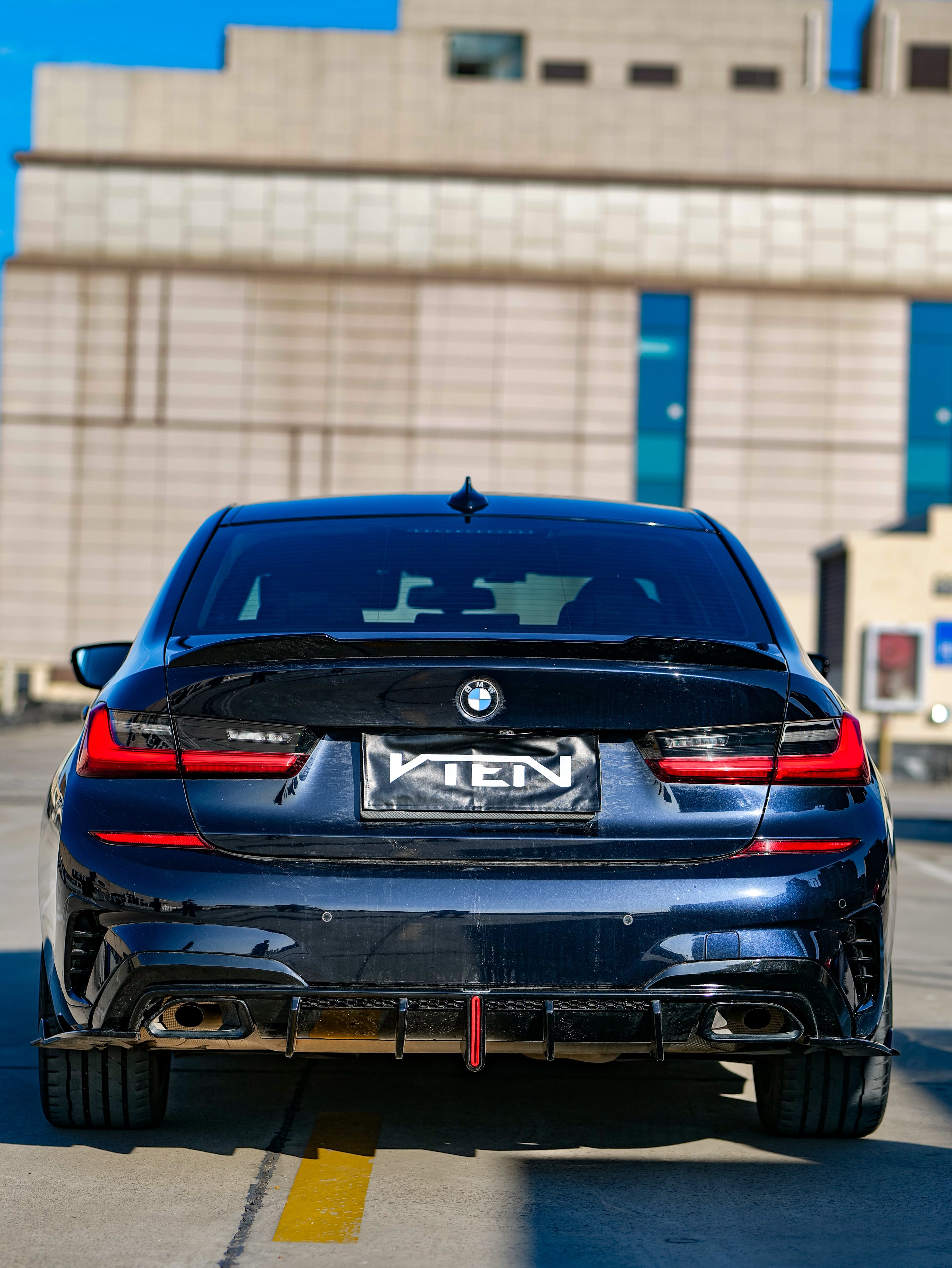 BMW 3 Series 330i M340i G20 G21 Pre-LCI (fitment for 330i requires M-Sport package bumper) 2020 2021 2022 with Aftermarket Parts - Rear Diffuser & Corner Splitter ABS / PP from VTEN