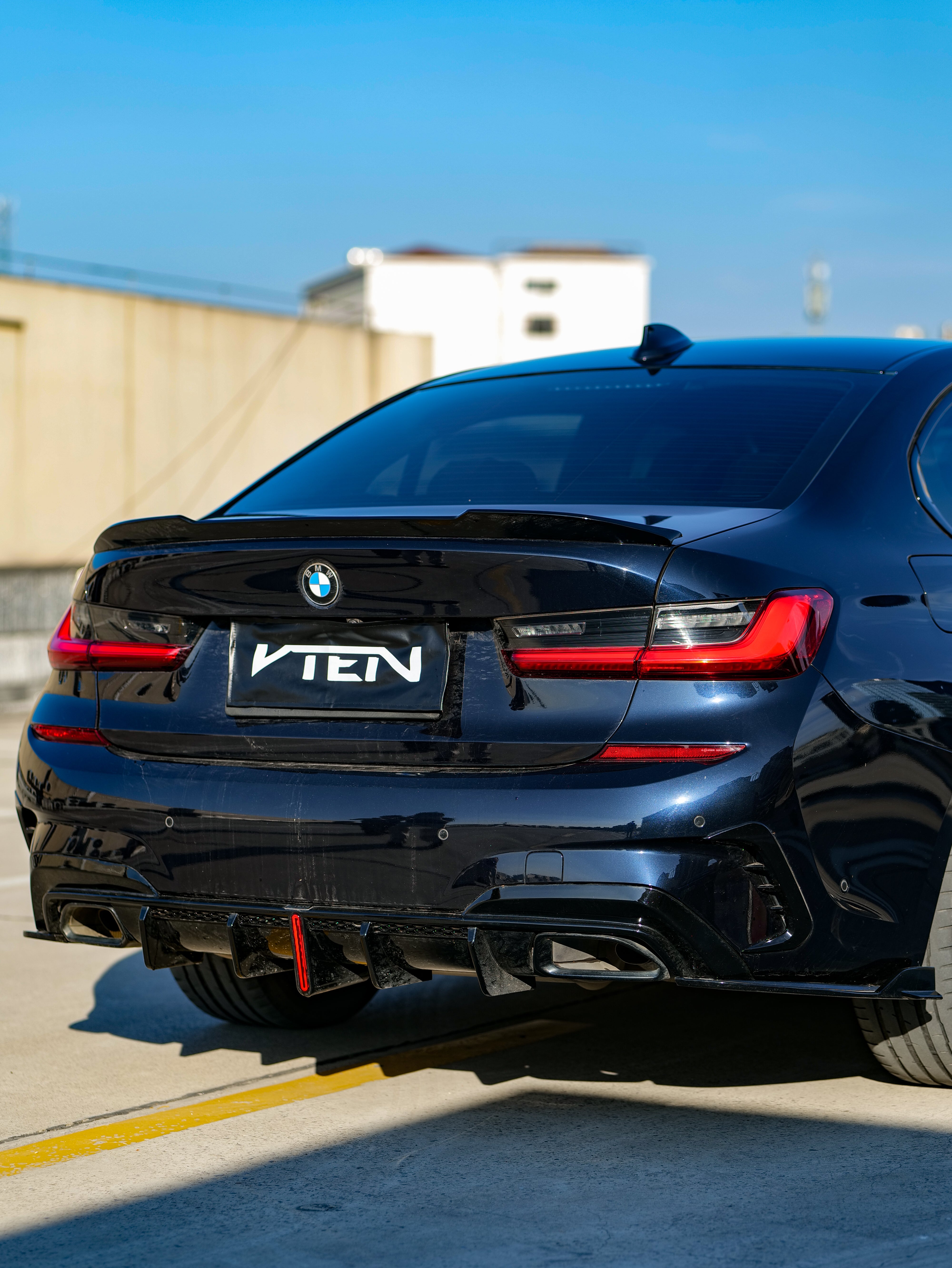 BMW 3 Series 330i M340i G20 G21 Pre-LCI (fitment for 330i requires M-Sport package bumper) 2020 2021 2022 with Aftermarket Parts - Rear Diffuser & Corner Splitter ABS / PP from VTEN