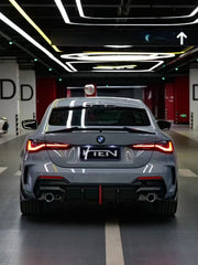 BMW 4 Series 430i (with M-package bumper, does not fit base model) M440i G22 G23 2020-ON with Aftermarket Parts - Rear Diffuser & Corner Splitter PP / ABS from VTEN