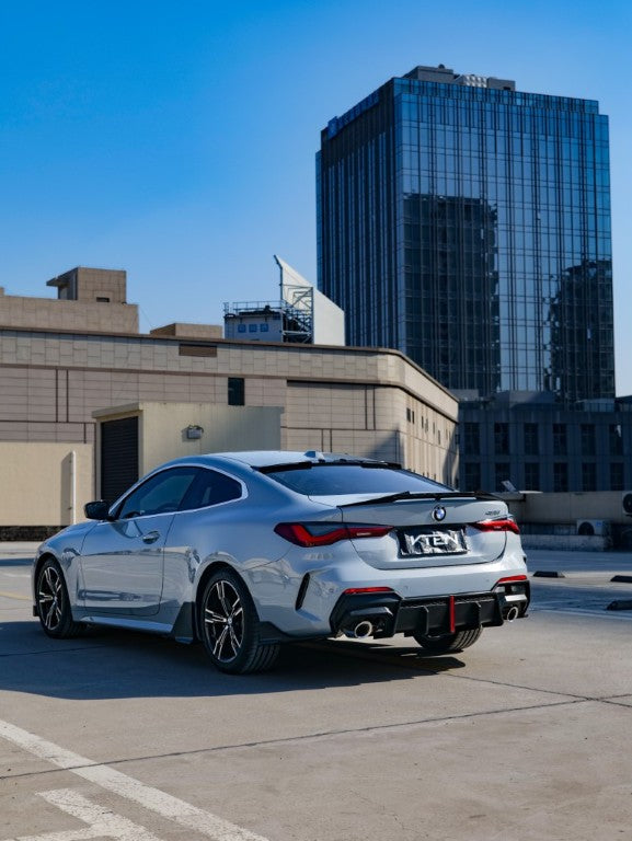 BMW 4 Series 430i (with M-package bumper, does not fit base model) M440i G22 G23 2020-ON with Aftermarket Parts - Rear Diffuser & Corner Splitter PP / ABS from VTEN