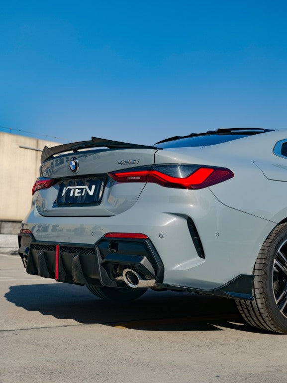 BMW 4 Series 430i (with M-package bumper, does not fit base model) M440i G22 G23 2020-ON with Aftermarket Parts - Rear Diffuser & Corner Splitter PP / ABS from VTEN