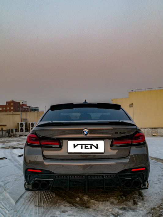 BMW M5/M5C F90 (Fits Both Pre-LCI & LCI) 2018-ON & 5 Series G30 540i M550i (With M-Package Bumper) G30 G31 (Fits Both Pre-LCI & LCI) 2017-ON with Aftermarket Parts - Rear Diffuser PP from VTEN