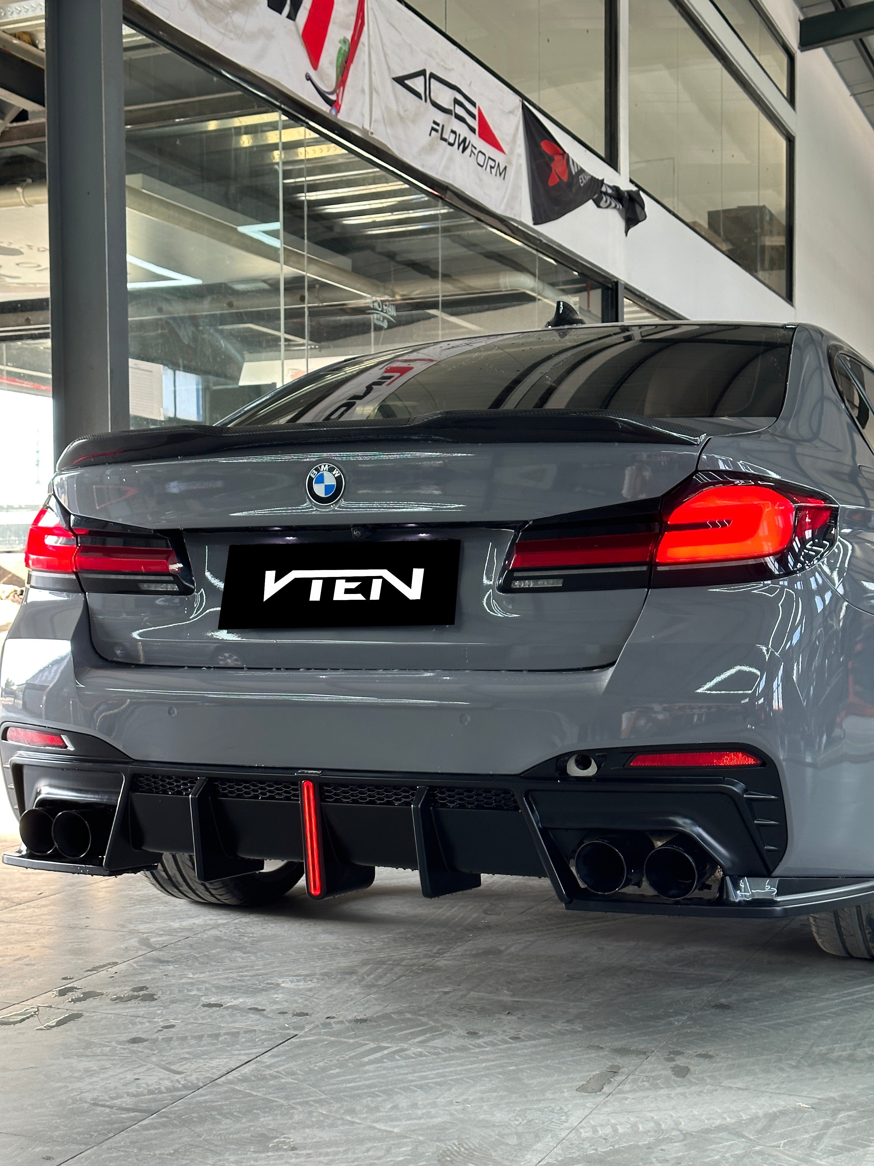 BMW M5/M5C F90 (Fits Both Pre-LCI & LCI) 2018-ON & 5 Series G30 540i M550i (With M-Package Bumper) G30 G31 (Fits Both Pre-LCI & LCI) 2017-ON with Aftermarket Parts - Rear Lip Spoiler ABS from VTEN