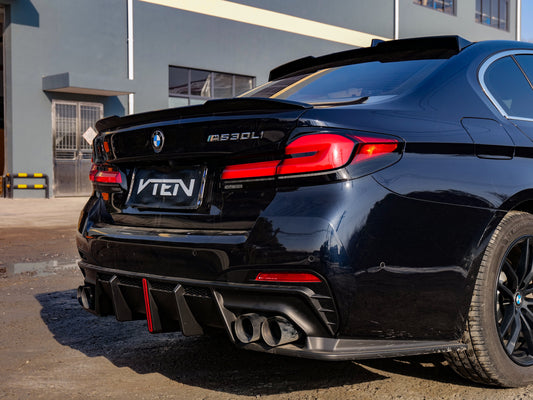 BMW M5/M5C F90 (Fits Both Pre-LCI & LCI) 2018-ON & 5 Series G30 540i M550i (With M-Package Bumper) G30 G31 (Fits Both Pre-LCI & LCI) 2017-ON with Aftermarket Parts - Rear Lip Spoiler ABS from VTEN