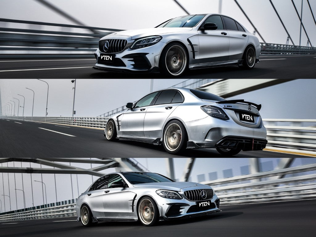 Mercedes Benz C-Class C63S C63 C43 AMG C450 C300 W205 Sedan 2015 2016 2017 2018 2019 2020 2021 with Aftermarket Parts - Rear Lip Spoiler ABS from VTEN