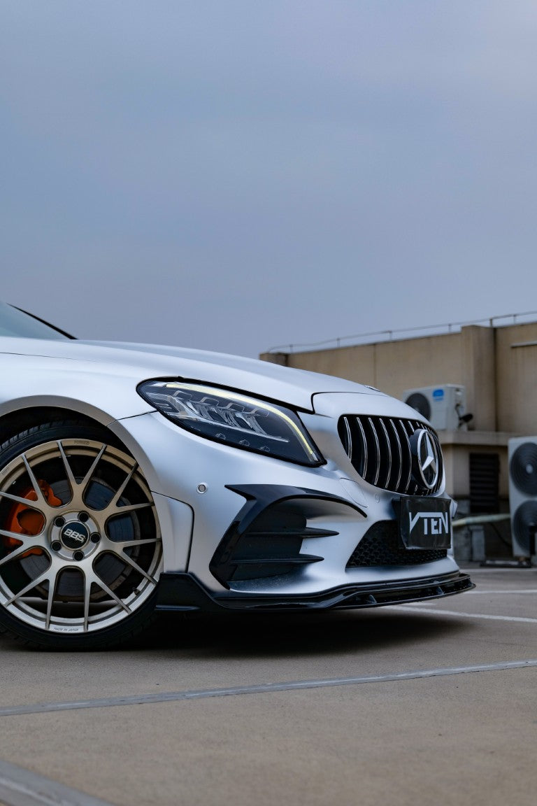 Mercedes Benz C-Class C300 W205 Sedan Facelift 2019 2020 2021 with Aftermarket Parts - Front Lip PP from VTEN