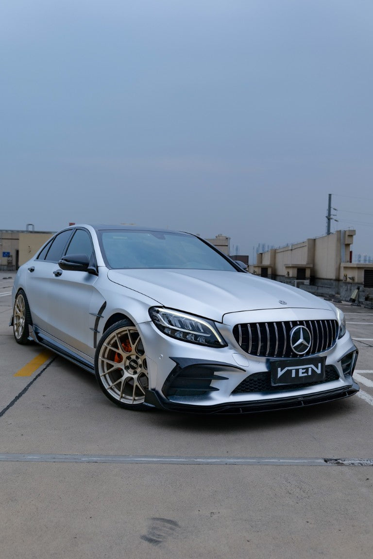Mercedes Benz C-Class C63S C63 C43 AMG C300 W205 2015 2016 2017 2018 2019 2020 2021 with Aftermarket Parts - Side Skirts ABS from VTEN