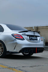 Benz C-Class C63S C63 C43 AMG C300 W205 Sedan (Fits Both Pre-LCI & LCI,C300 requires sport package bumper) 2015-2021 Aftermarket Parts - VTEN Rear Diffuser&Canards ABS