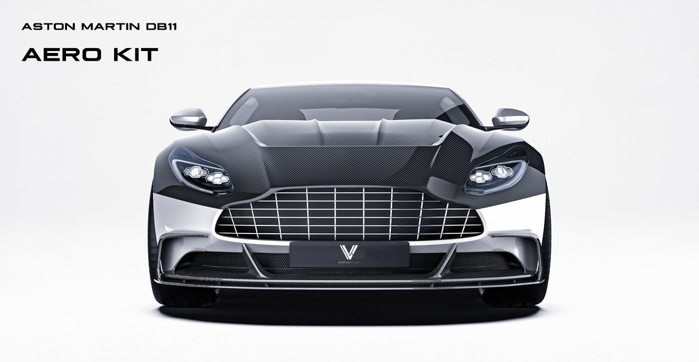 Aston Martin DB11 V8 V12 2017 2018 2019 2020 2021 2022 2023 with Aftermarket Parts - Front Canards Carbon Fiber from Ventus Veloce