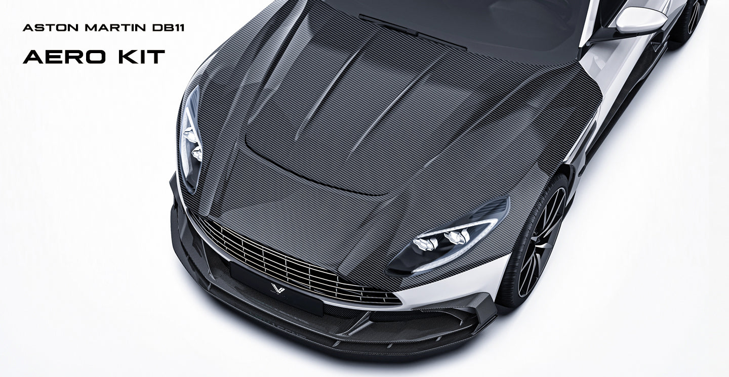 Aston Martin DB11 V8 V12 2017 2018 2019 2020 2021 2022 2023 with Aftermarket Parts - Front Canards Carbon Fiber from Ventus Veloce