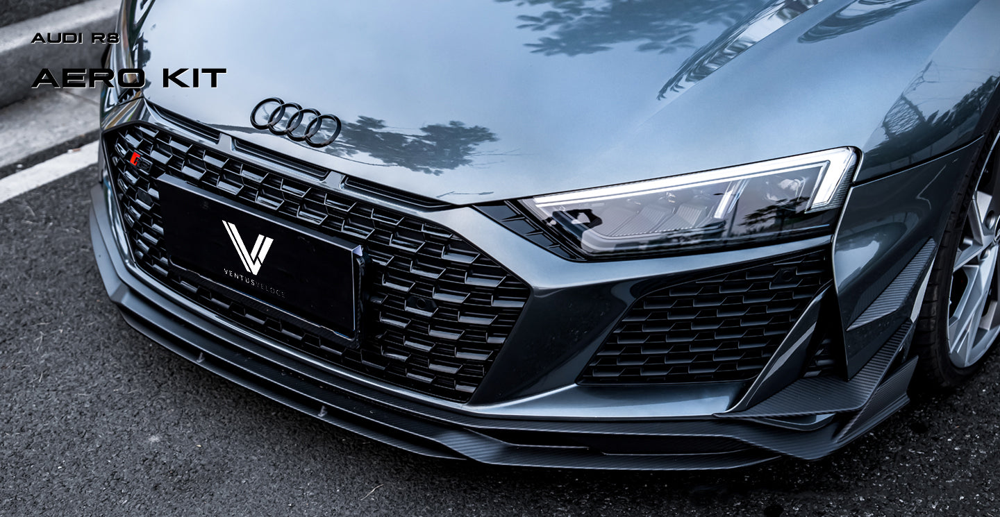 Audi R8 Gen 2 2020 2021 2022 2023 with Aftermarket Parts - Front Lip Carbon Fiber / FRP from Ventus Veloce