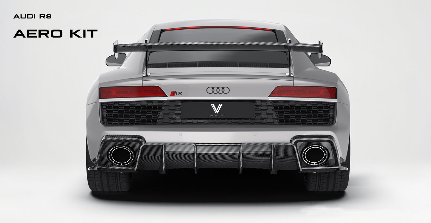 Audi R8 Gen 2 2020 2021 2022 2023 with Aftermarket Parts - Rear Diffuser Carbon Fiber from Ventus Veloce