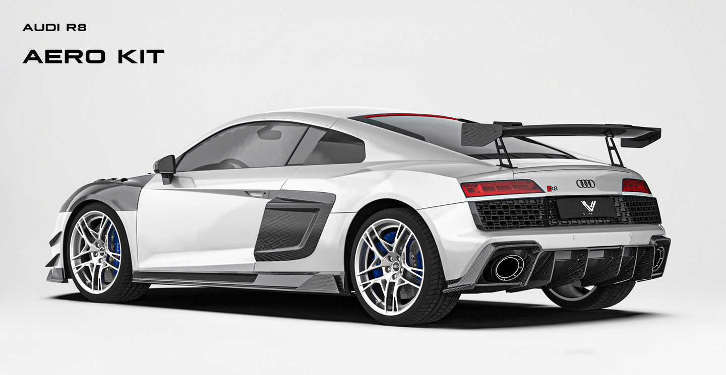 Audi R8 Gen 2 2017 2018 2019 2020 2021 2022 2023 with Aftermarket Parts - V1 Style Rear Wing Dry Pre-preg Carbon Fiber from Ventus Veloce