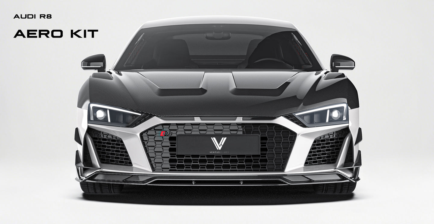 Audi R8 Gen 2 2020 2021 2022 2023 with Aftermarket Parts - Front Lip Carbon Fiber / FRP from Ventus Veloce