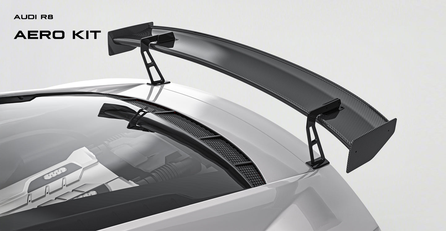 Audi R8 Gen 2 2017 2018 2019 2020 2021 2022 2023 with Aftermarket Parts - V1 Style Rear Wing Dry Pre-preg Carbon Fiber from Ventus Veloce