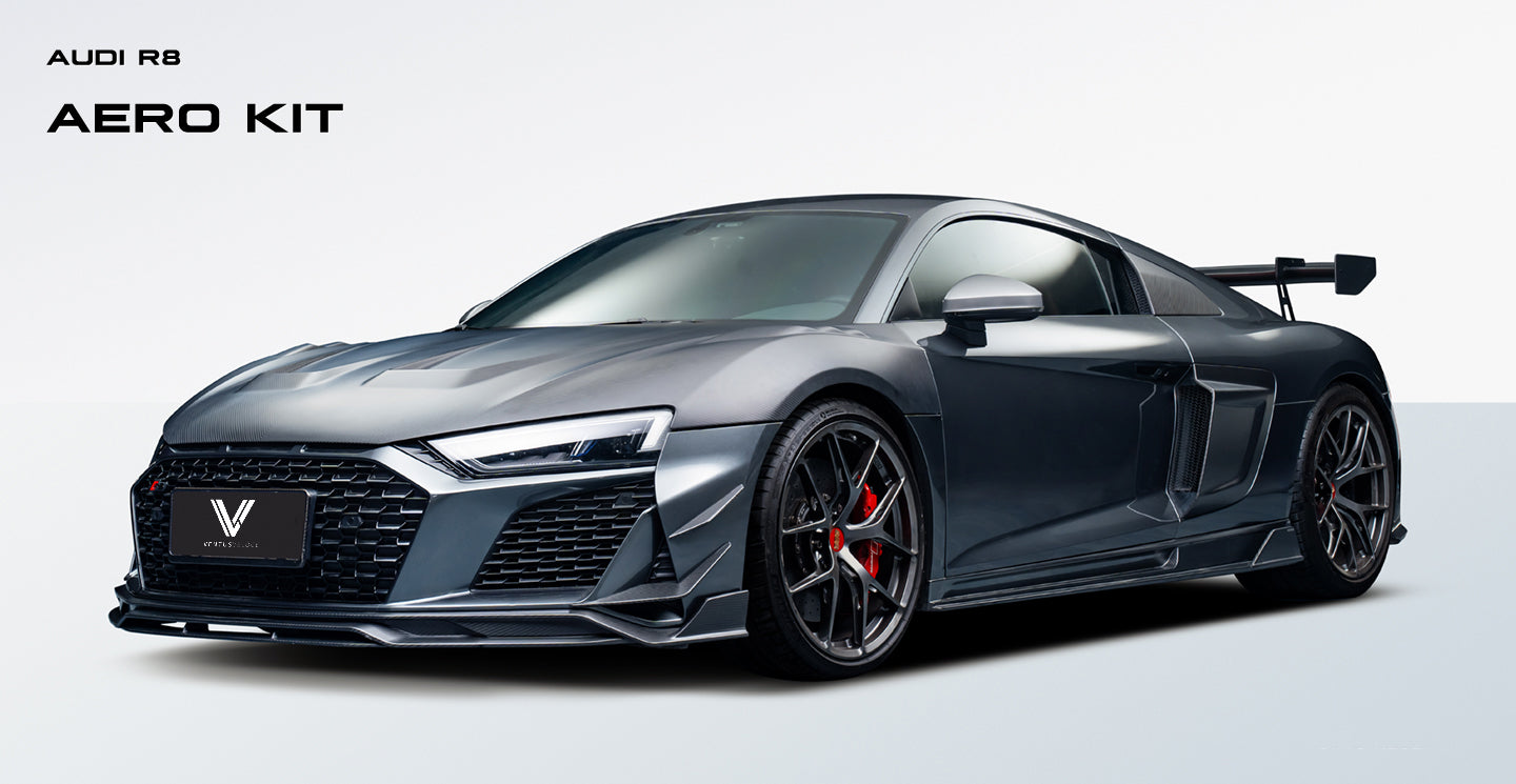 Audi R8 Gen 2 2020 2021 2022 2023 with Aftermarket Parts - Front Lip Carbon Fiber / FRP from Ventus Veloce