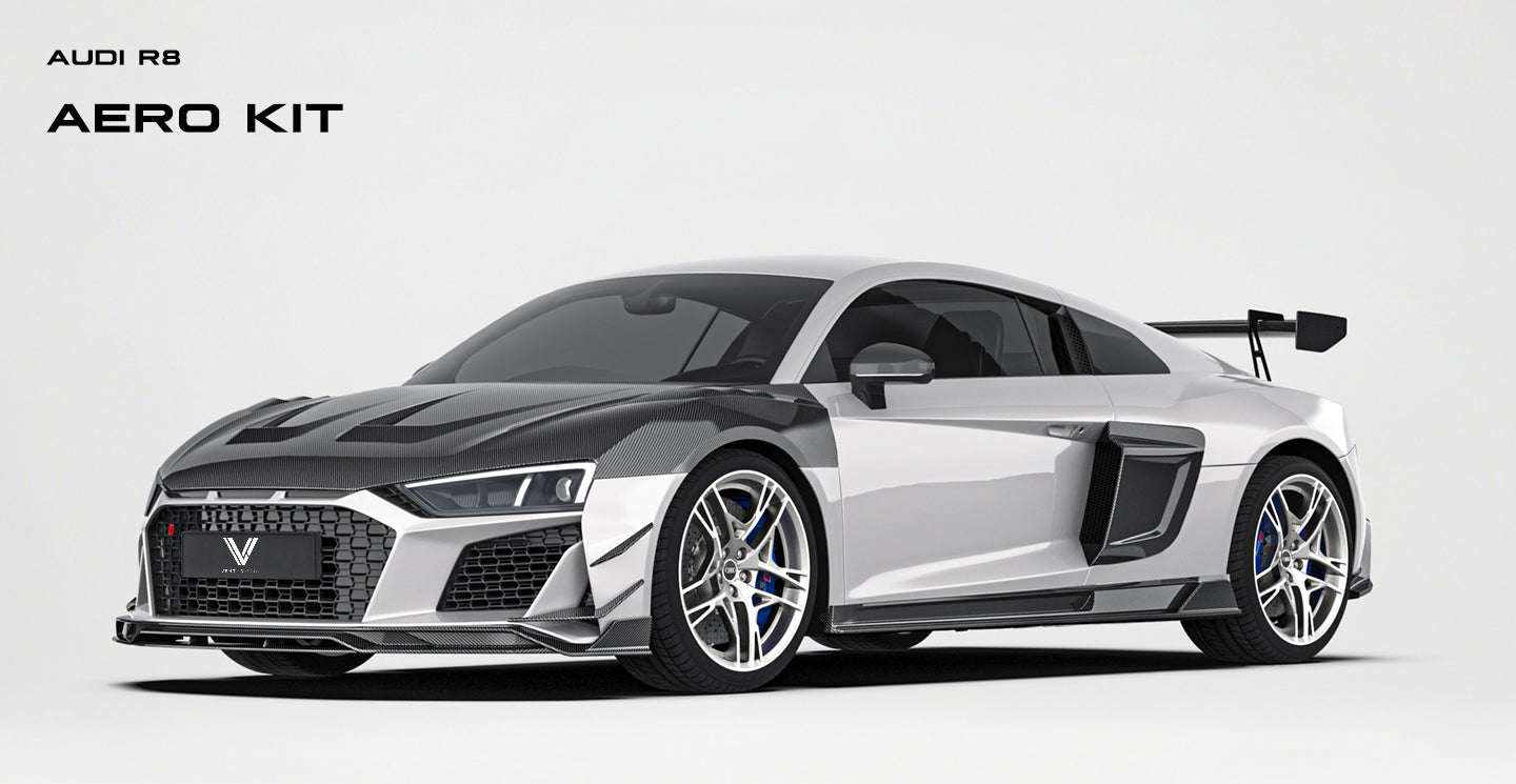Audi R8 Gen 2 2020 2021 2022 2023 with Aftermarket Parts - Side Skirts Carbon Fiber from Ventus Veloce