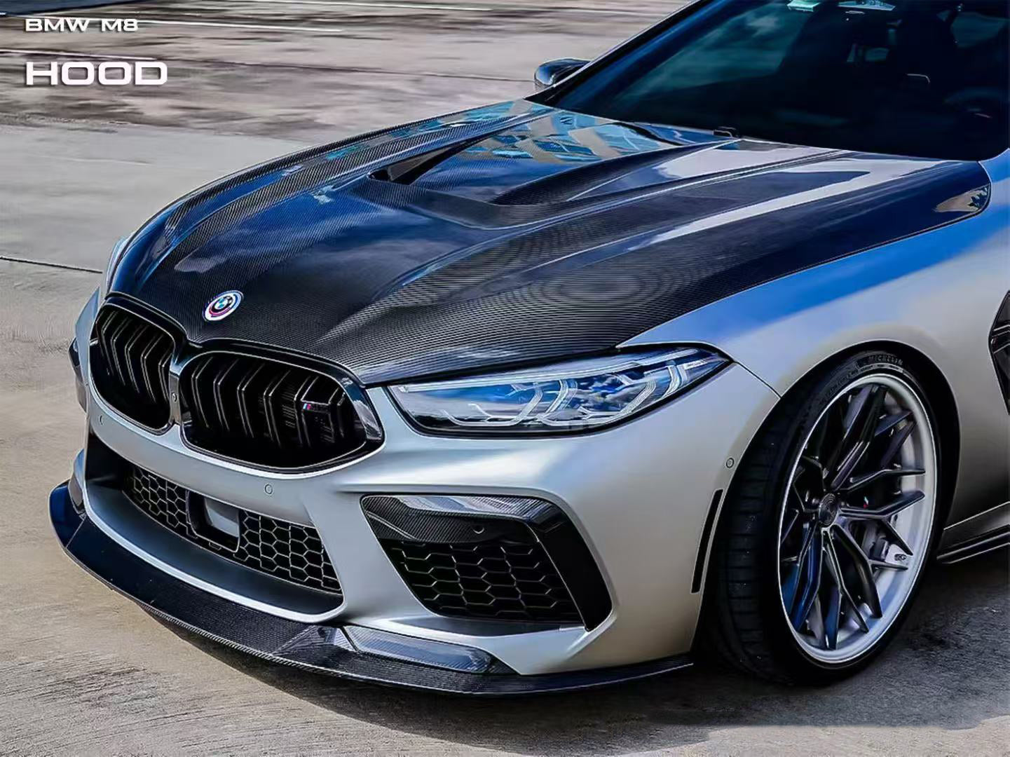 BMW M8 M8C F91 F92 F93 2019-ON with Aftermarket Parts - PT Hood Trim Pre-preg Carbon Fiber from Ventus Veloce