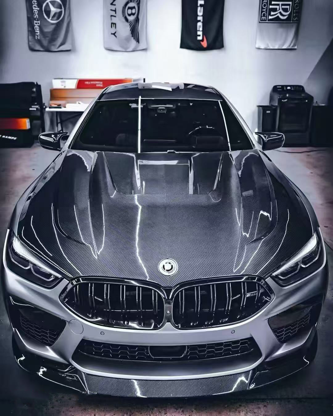BMW M8 M8C F91 F92 F93 2019-ON with Aftermarket Parts - PT Hood Trim Pre-preg Carbon Fiber from Ventus Veloce