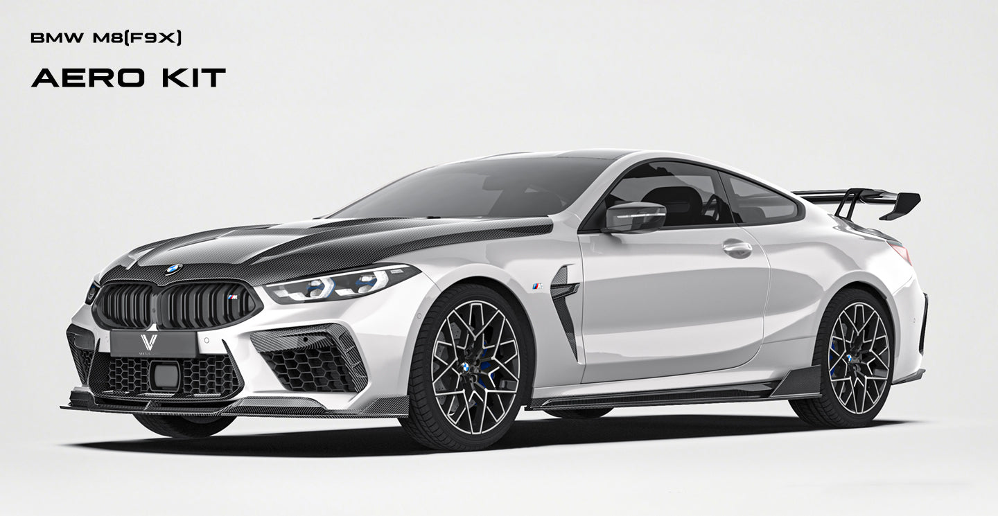 BMW M8 M8C F91 F92 F93 2019-ON with Aftermarket Parts - PT Hood Trim Carbon Fiber from Ventus Veloce