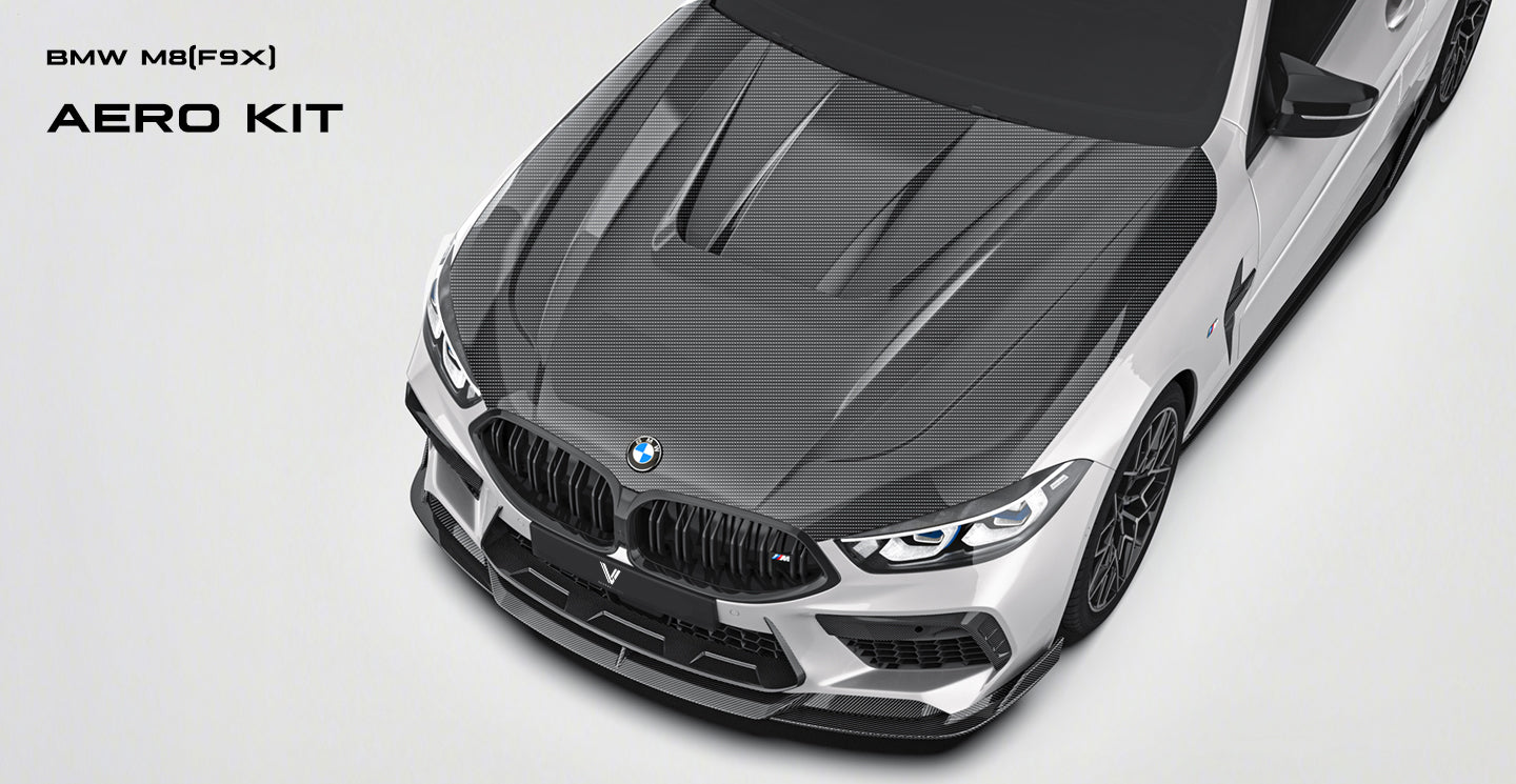 BMW M8 M8C F91 F92 F93 2019-ON with Aftermarket Parts - PT Hood Trim Carbon Fiber from Ventus Veloce