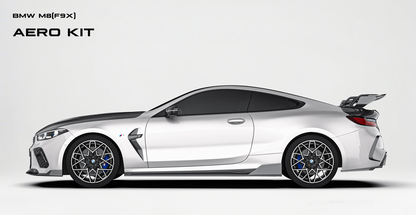 BMW M8 M8C F91 F92 F93 2019-ON with Aftermarket Parts - PT Side Skirts Pre-preg Carbon Fiber from Ventus Veloce
