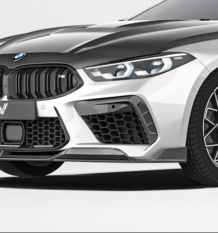 BMW M8 M8C F91 F92 F93 2019-ON with Aftermarket Parts - PT Front Bumper Upper Valences Pre-preg Carbon Fiber from Ventus Veloce