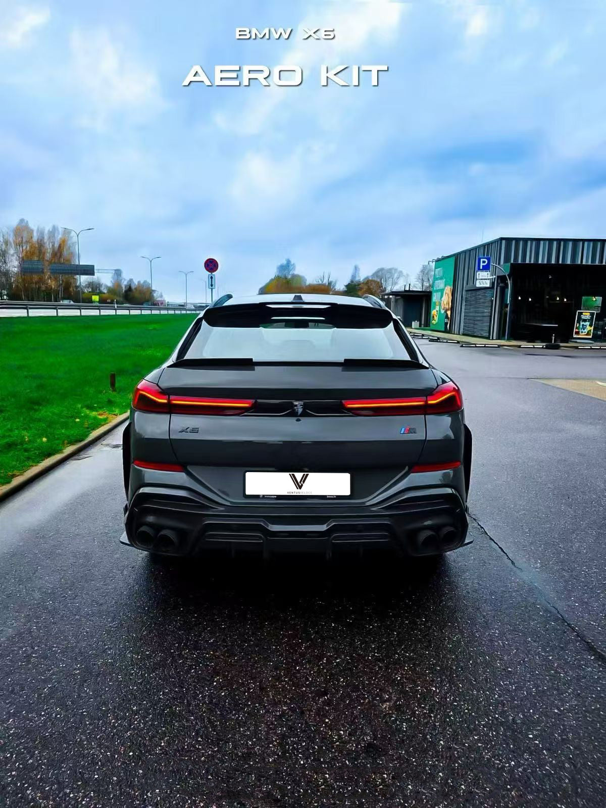 BMW X6 M60I xDrive40i G06 (Fits Pre-LCI & LCI) 2020-ON & X6M X6MC F96 (Fits Pre-LCI & LCI) 2020-ON with Aftermarket Parts - PT Rear Roof Spoiler Pre-preg Carbon Fiber from Ventus Veloce