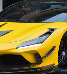 Ferrari F8 Tributo Spider 2020 2021 2022 2023 with Aftermarket Parts - Front Headlight Vent Trims Pre-preg Carbon Fiber from Ventus Veloce