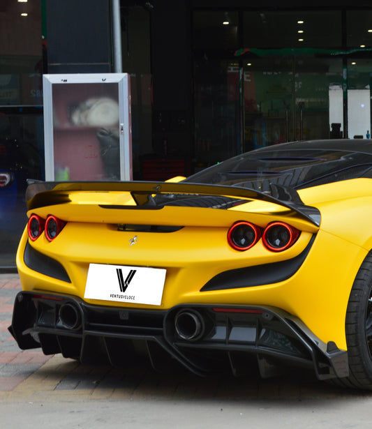 Ferrari F8 Tributo Spider 2020 2021 2022 2023 with Aftermarket Parts - Rear Spoiler Wing Pre-preg Carbon Fiber from Ventus Veloce