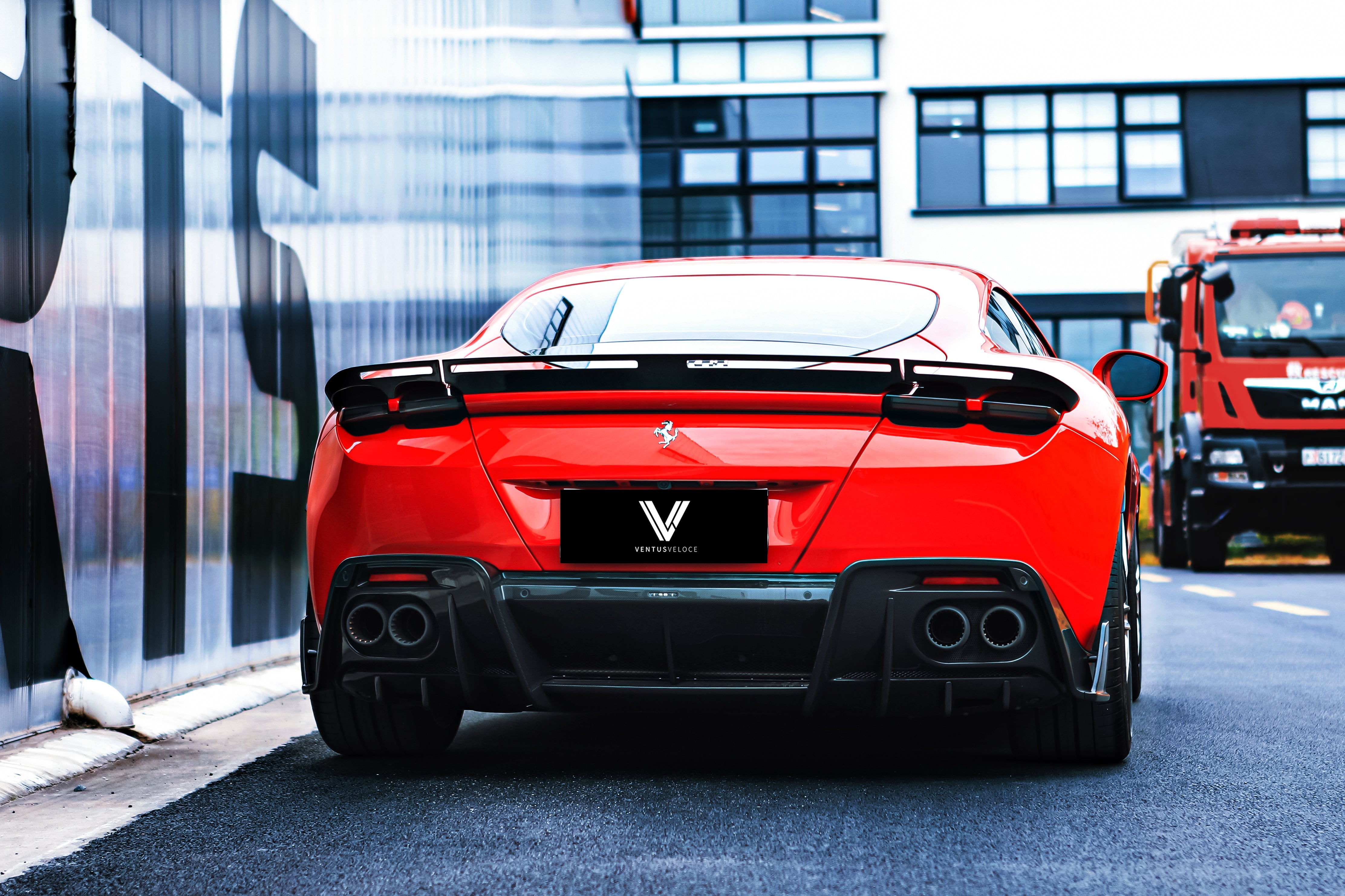 Ferrari Roma Coupe 2020 2021 2022 2023 2024 & Spider 2023 2024 2025 2026 with Aftermarket Parts - Rear Diffuser Carbon Fiber from Ventus Veloce