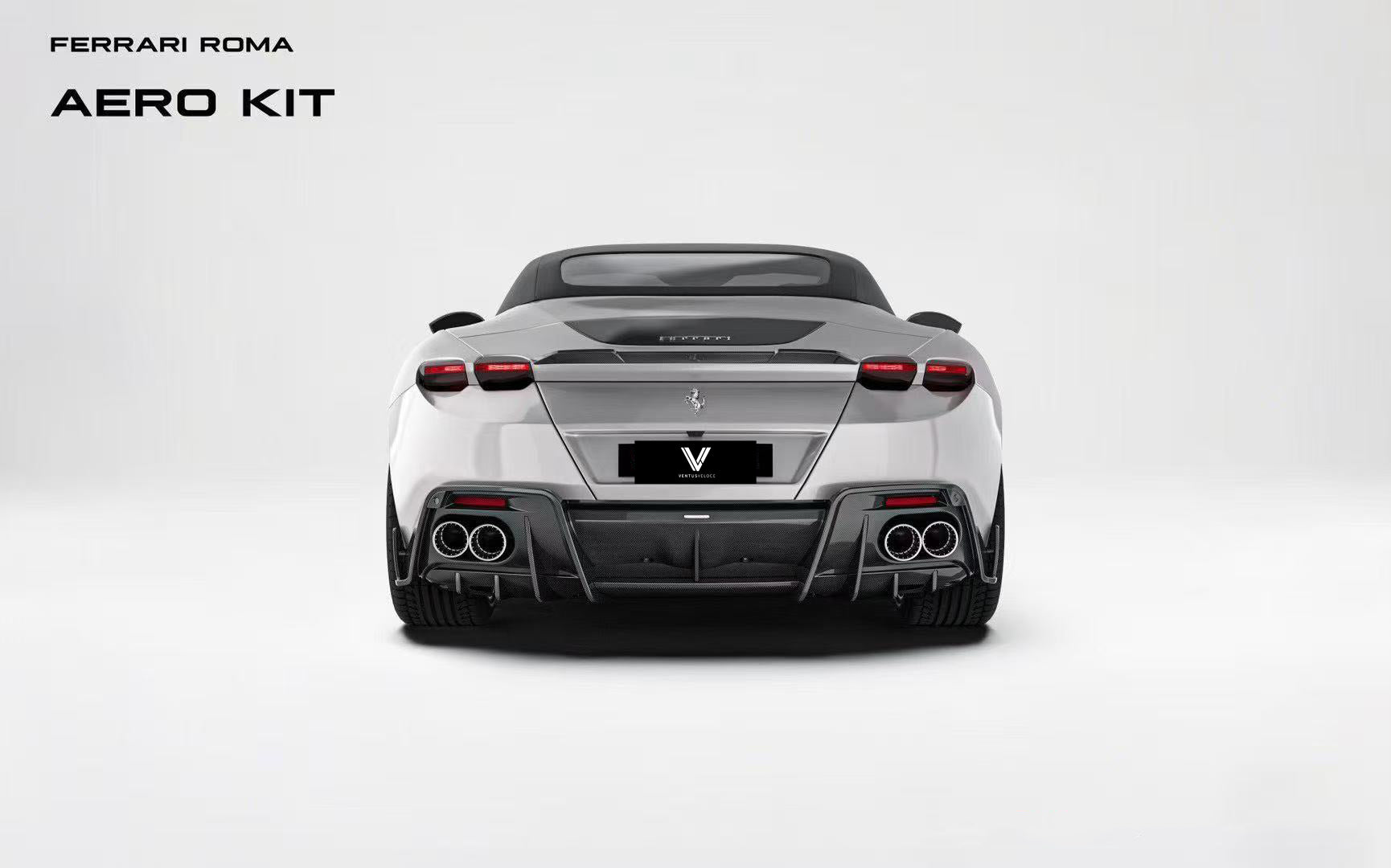 Ferrari Roma Coupe 2020 2021 2022 2023 2024 & Spider 2023 2024 2025 2026 with Aftermarket Parts - Rear Diffuser Carbon Fiber from Ventus Veloce