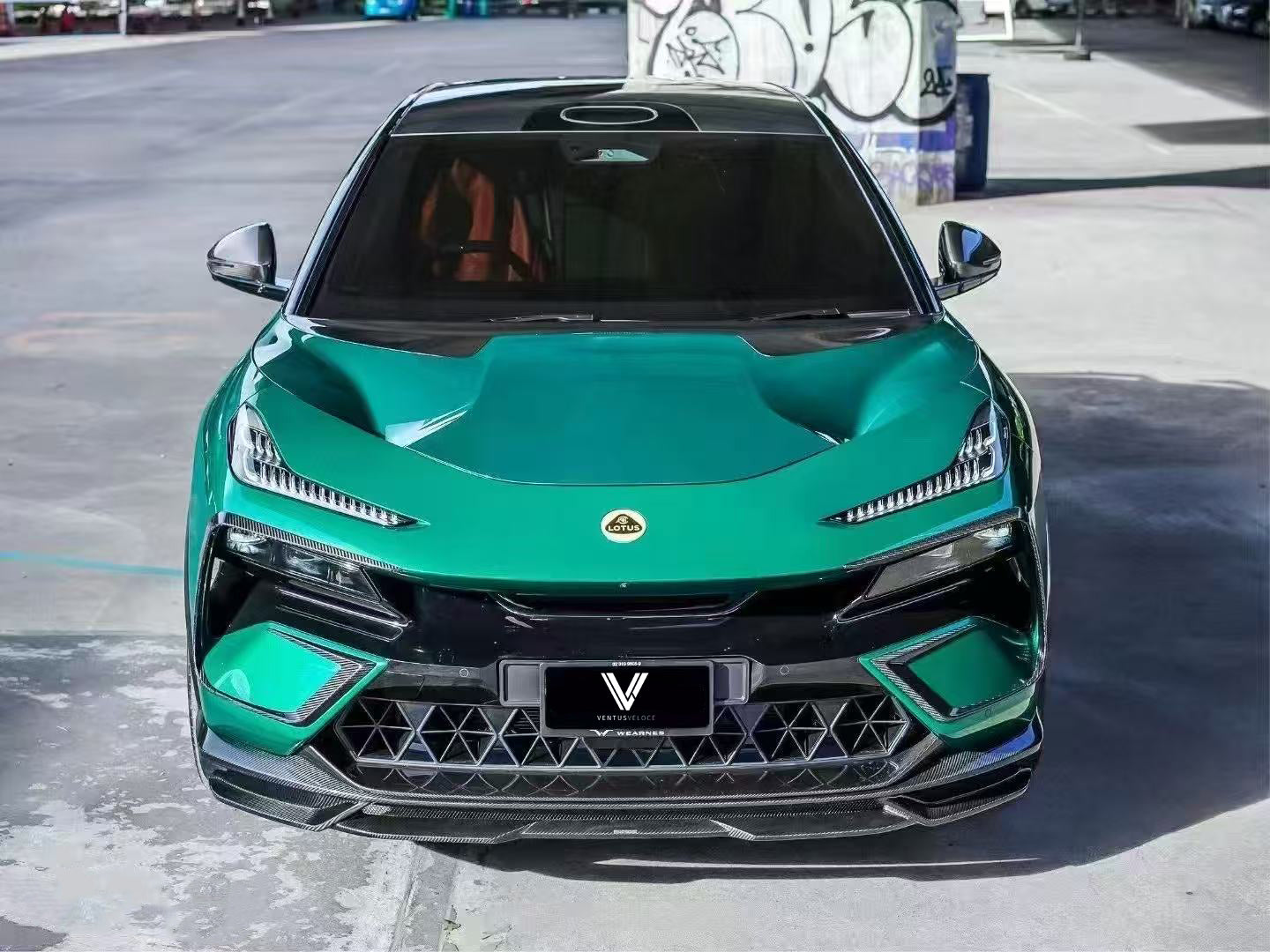 Lotus Eletre 2023 2024 with Aftermarket Parts - PK Style Front Bumper Outer & Inner Trim Pre-preg Carbon Fiber from Ventus Veloce