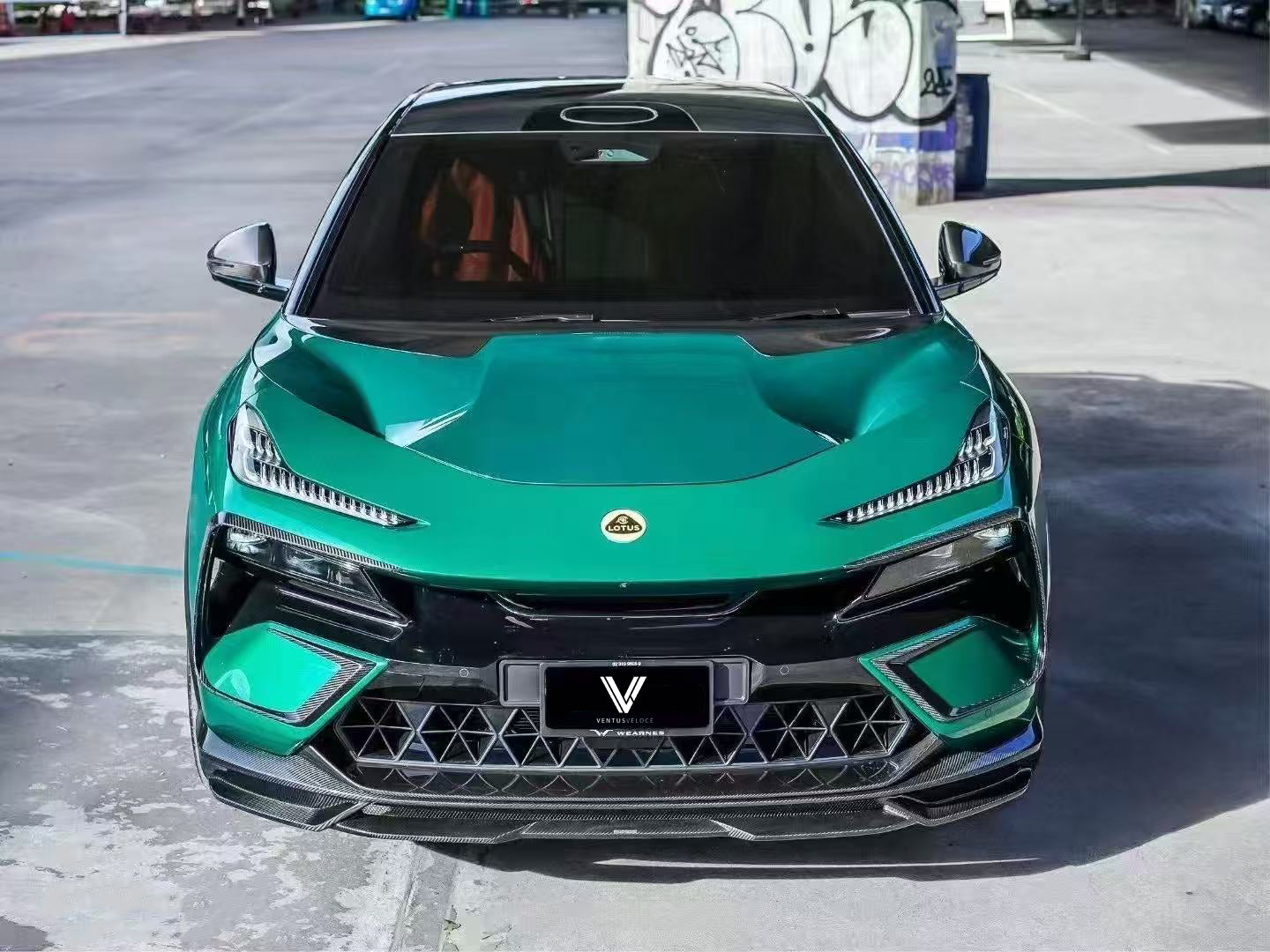 Lotus Eletre 2023 2024 with Aftermarket Parts - PK Style Front Bumper Outer & Inner Trim Pre-preg Carbon Fiber from Ventus Veloce