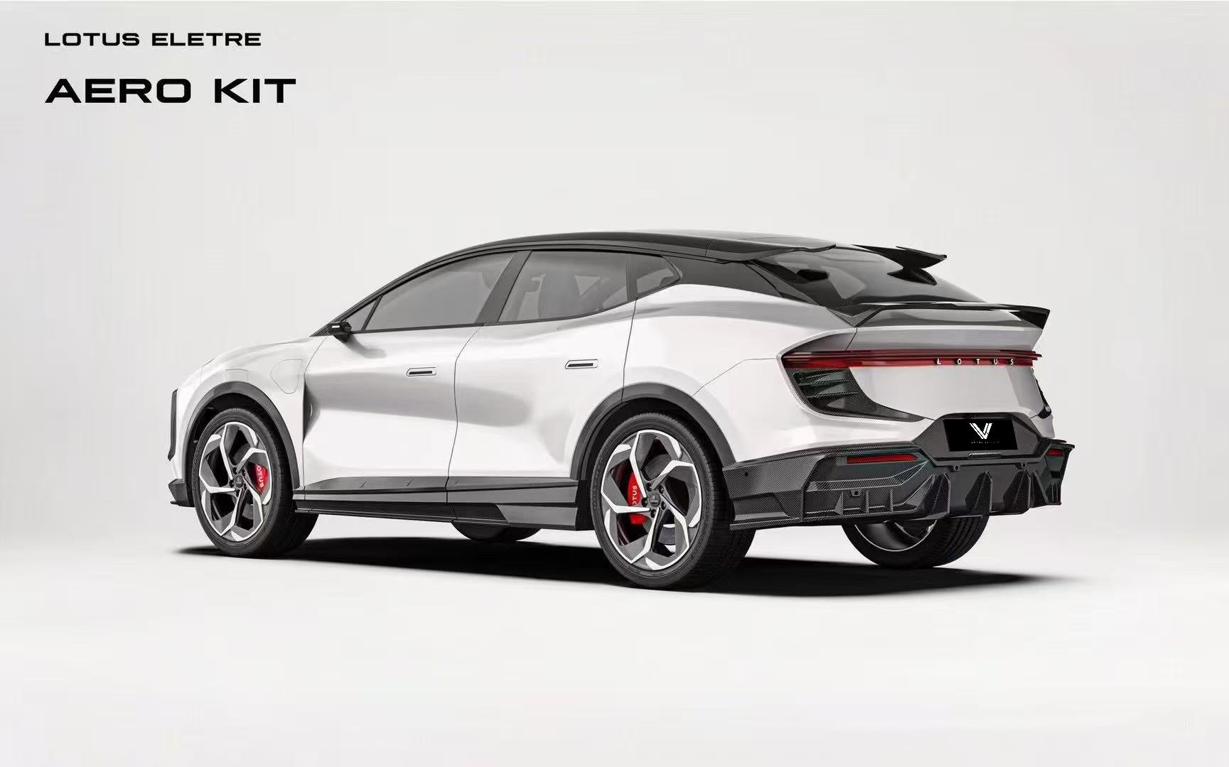 Lotus Eletre 2023 2024 with Aftermarket Parts - PK Style Rear Diffuser Pre-preg Carbon Fiber from Ventus Veloce