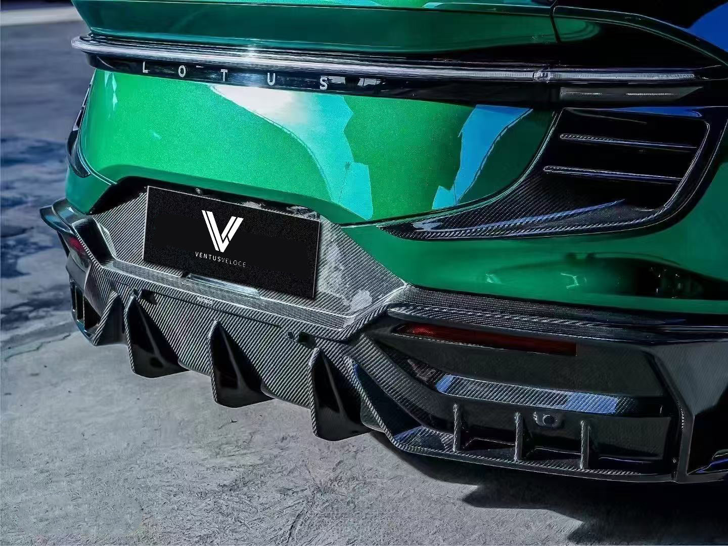 Lotus Eletre 2023 2024 with Aftermarket Parts - PK Style Rear Diffuser Pre-preg Carbon Fiber from Ventus Veloce